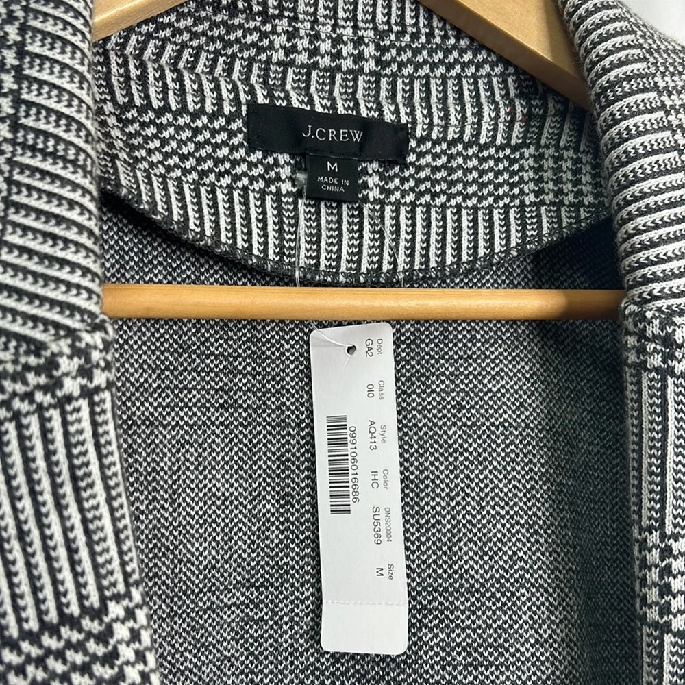 J. Crew Sophie open front glen plaid knit cotton wool pocketed blazer NWT - Picture 5 of 10